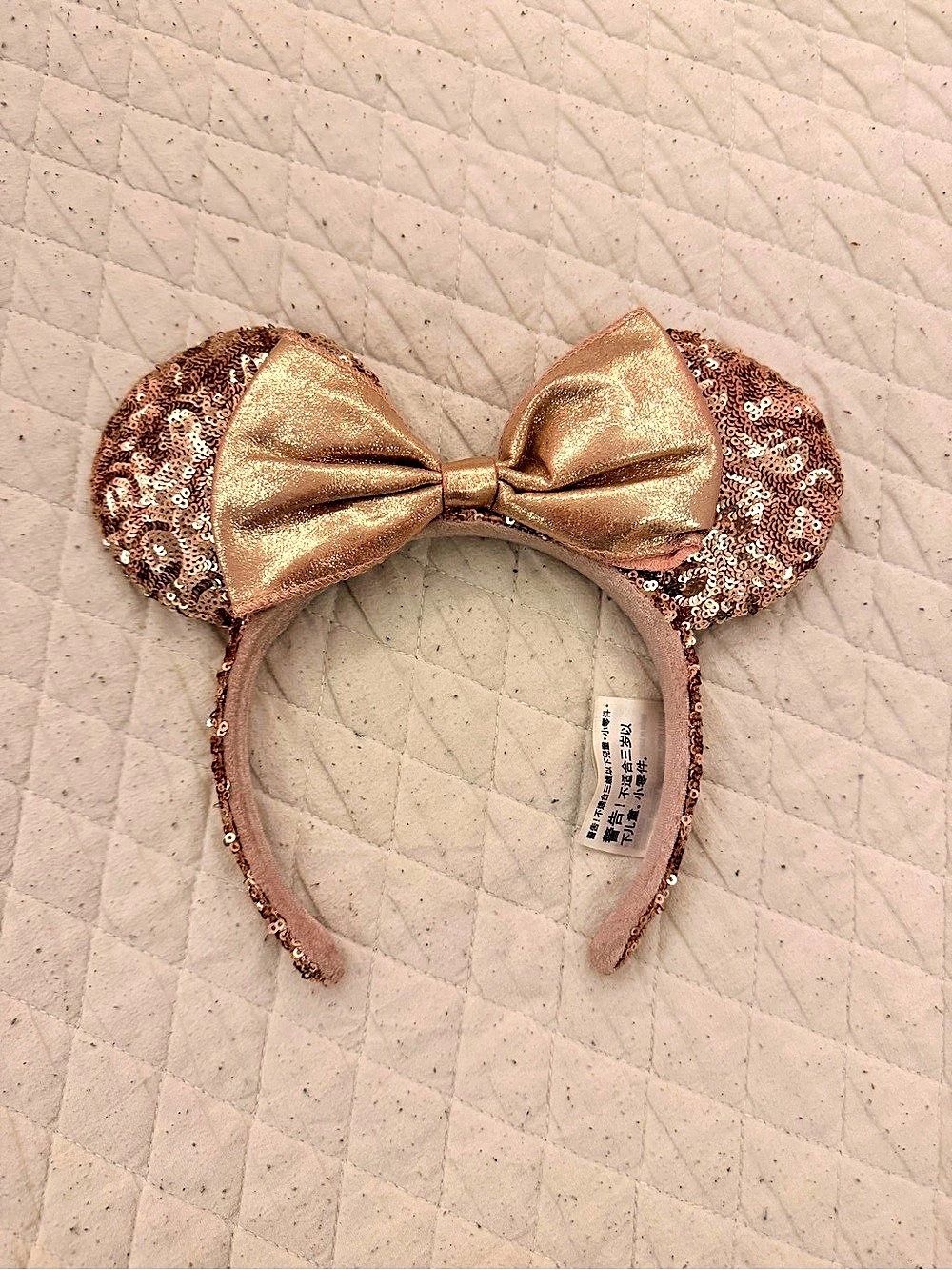 Disney Rose Gold Sequin Minnie Mouse Ear Headband Pink